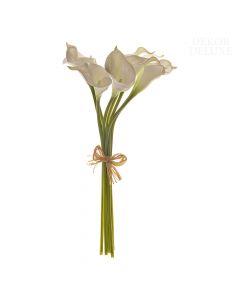 Dekor Deluxe Umetne rože šopek devetih kal z bež belimi cvetovi in zelenim steblom 