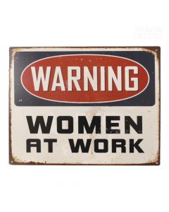 Dekor-deluxe-retro-starinska-kovinska-tablica-warning-women-at-work-zenske-na-delu