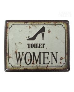 Dekor-deluxe-starinska-retro-vintage-kovinska-tablica-toilet-women-zensko-stranisce-znak